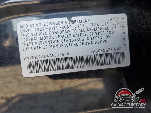 WVWNL7AN4AE515510 2010 VOLKSWAGEN CC photo no. 12