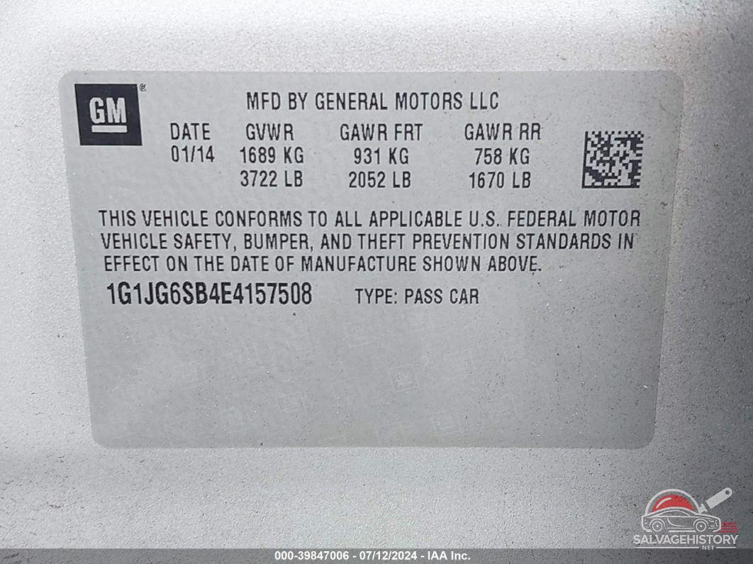1G1JG6SB4E4157508 2014 CHEVROLET SONIC photo no. 9