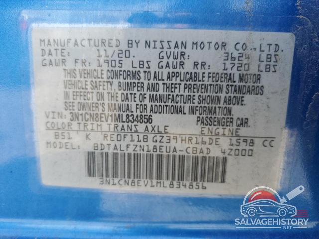 3N1CN8EV1ML834856 2021 NISSAN VERSA photo no. 13
