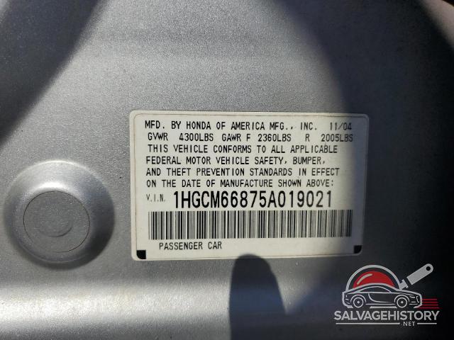 1HGCM66875A019021 2005 HONDA ACCORD photo no. 12