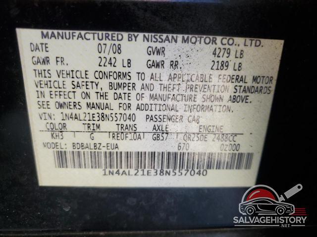 1N4AL21E38N557040 2008 NISSAN ALTIMA photo no. 12