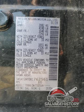 5N1AT2MT0KC762561 2019 NISSAN ROGUE photo no. 10