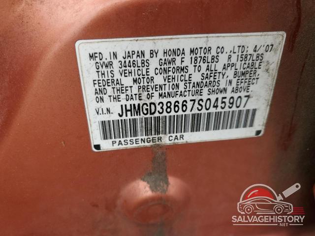 JHMGD38667S045907 2007 HONDA FIT photo no. 13