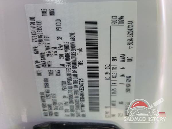 1FTMF1EB4KKE24725 2019 FORD F-150 photo no. 2