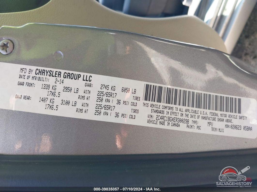 2C4RC1BGXER300298 2014 CHRYSLER TOWN & COUNTRY photo no. 9