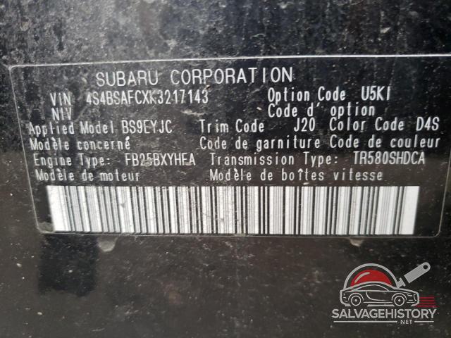 4S4BSAFCXK3217143 2019 SUBARU OUTBACK photo no. 13