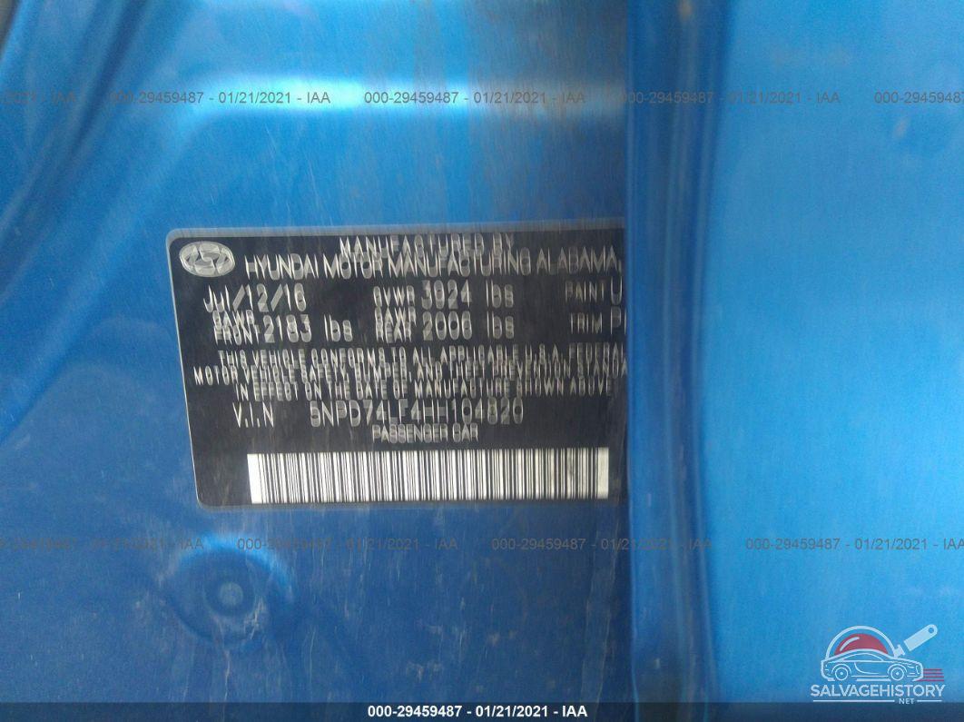 5NPD74LF4HH104820 2017 HYUNDAI ELANTRA photo no. 9