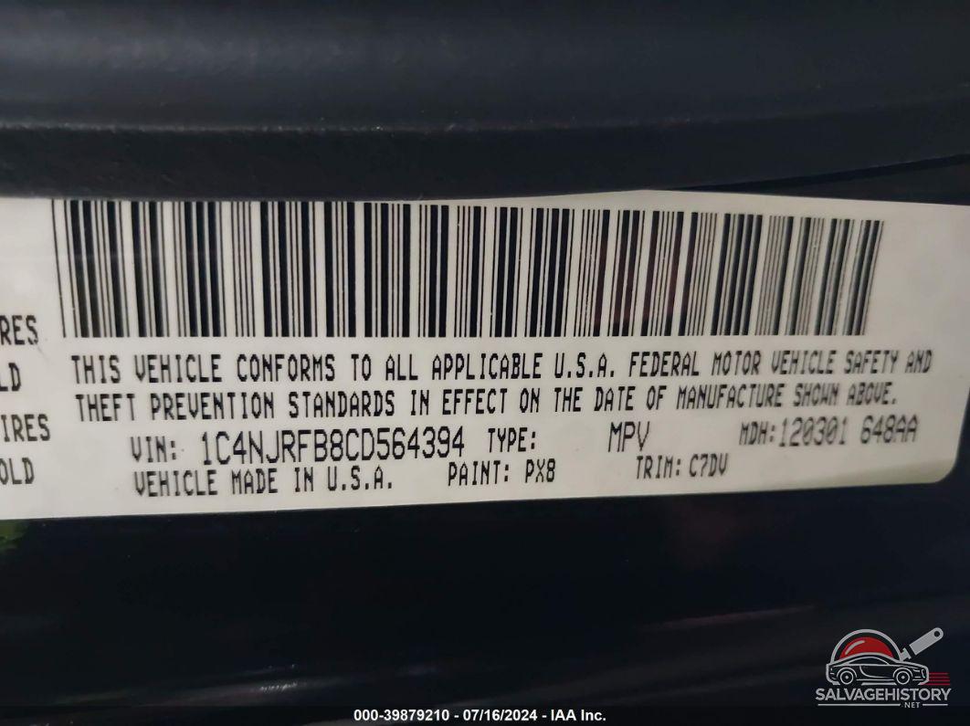1C4NJRFB8CD564394 2012 JEEP PATRIOT photo no. 9