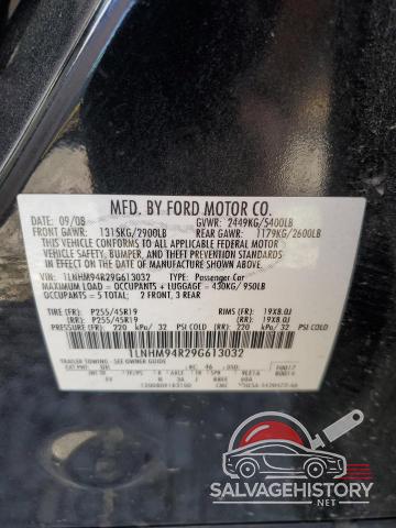 1LNHM94R29G613032 2009 LINCOLN MKS photo no. 12