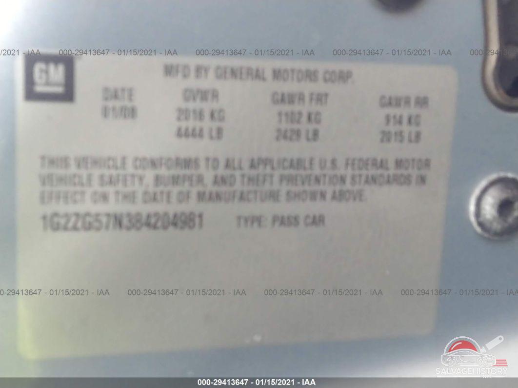 1G2ZG57N384204981 2008 PONTIAC G6 photo no. 9