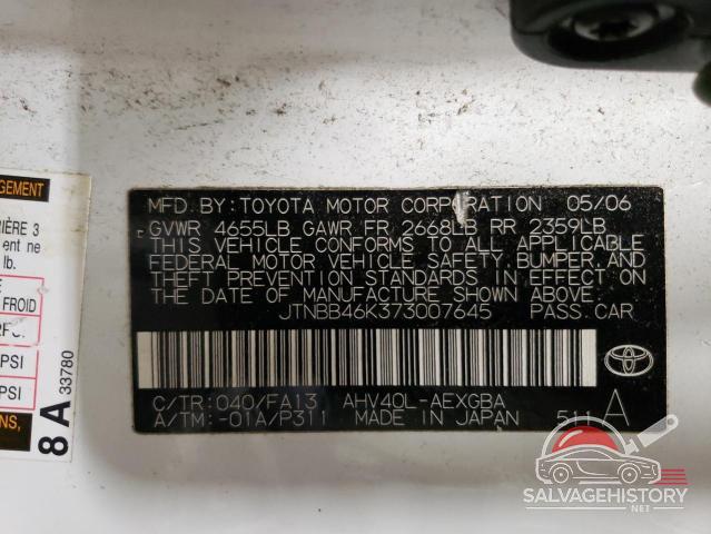 JTNBB46K373007645 2007 TOYOTA CAMRY photo no. 12