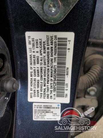 19XFC2F54GE246471 2016 HONDA CIVIC photo no. 12