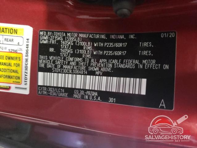5TDYZ3DC9LS064814 2020 TOYOTA All Models photo no. 10