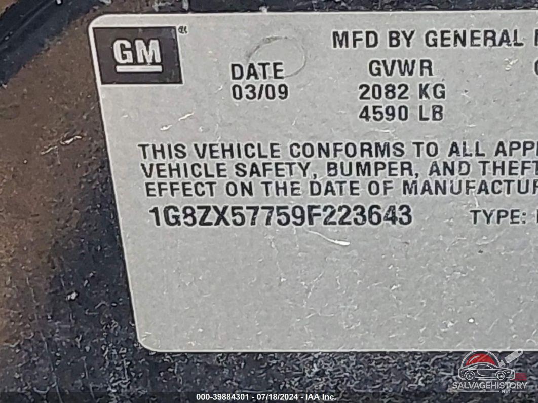 1G8ZX57759F223643 2009 SATURN AURA photo no. 9