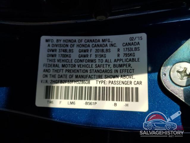 2HGFB2F53FH528608 2015 HONDA CIVIC photo no. 12