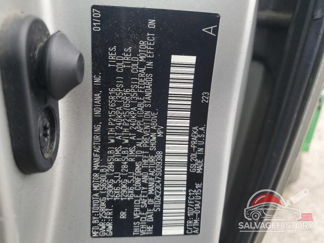 5TDZK23C47S009388 2007 TOYOTA All Models photo no. 13