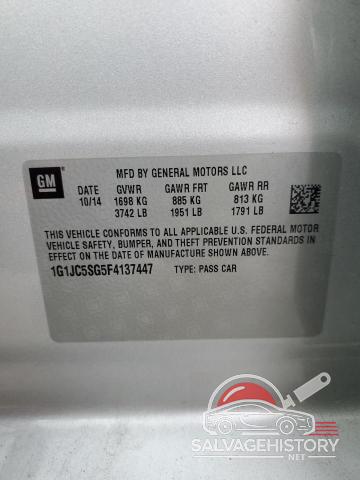 1G1JC5SG5F4137447 2015 CHEVROLET SONIC photo no. 12