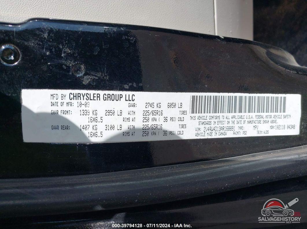 2V4RW4D13AR168891 2010 VOLKSWAGEN ROUTAN photo no. 9