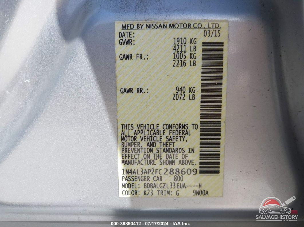 1N4AL3AP2FC288609 2015 NISSAN ALTIMA photo no. 9