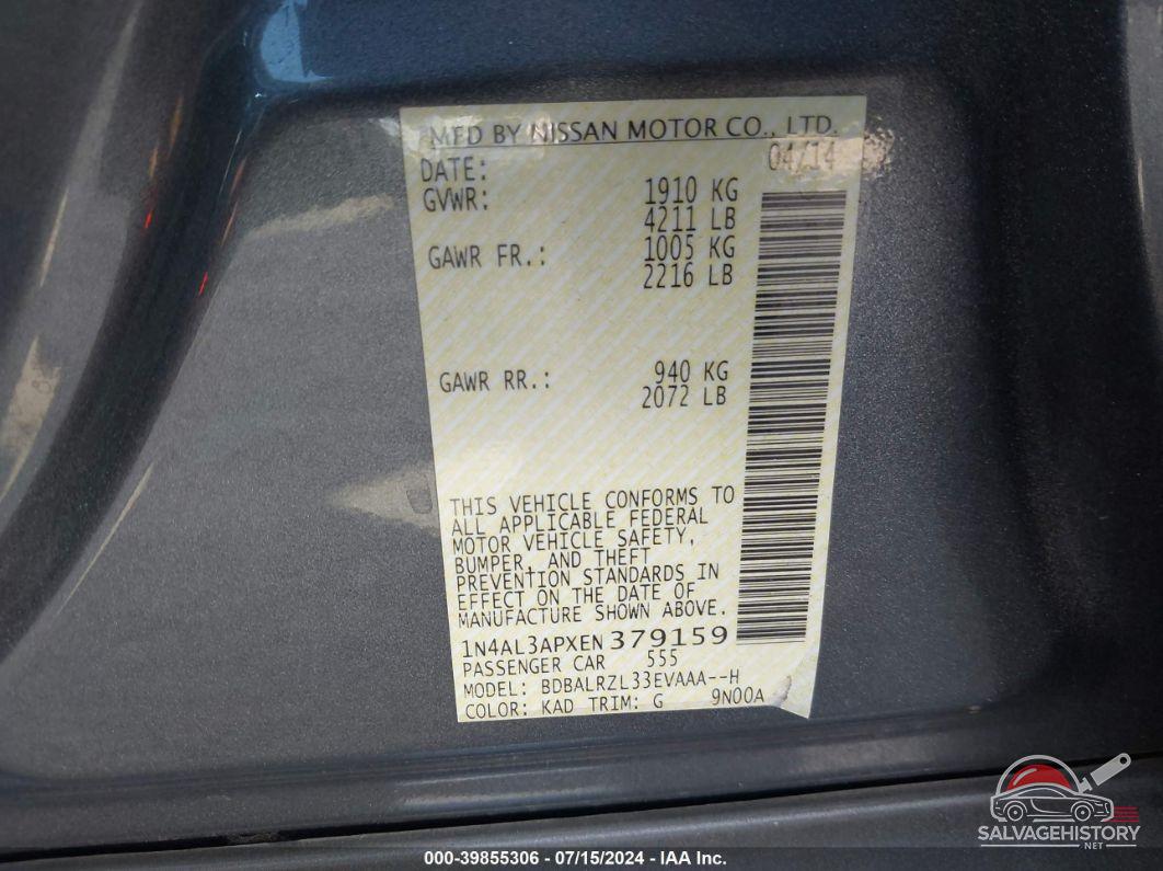 1N4AL3APXEN379159 2014 NISSAN ALTIMA photo no. 9