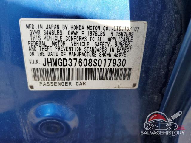 JHMGD37608S017930 2008 HONDA FIT photo no. 12
