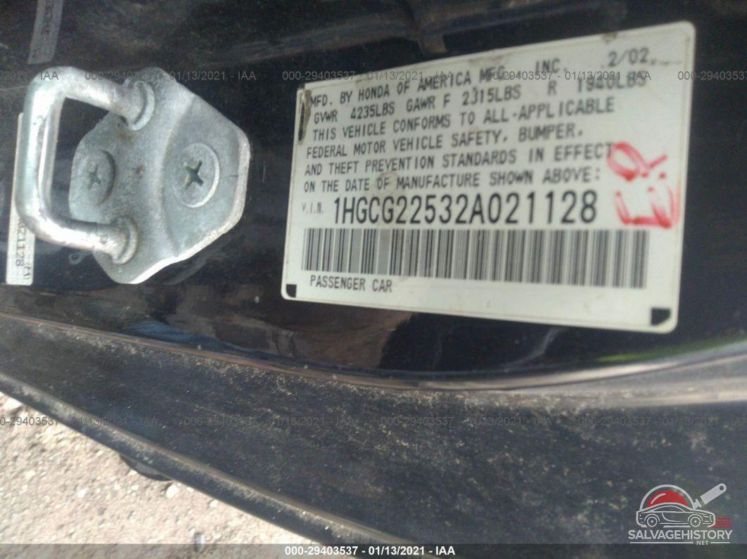 1HGCG22532A021128 2002 HONDA ACCORD CPE photo no. 9