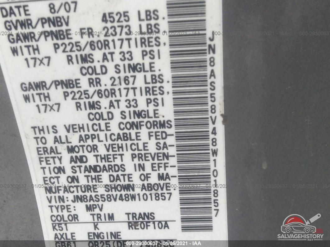 JN8AS58V48W101857 2008 NISSAN ROGUE photo no. 9