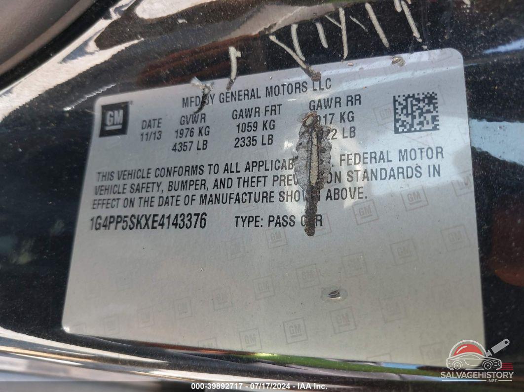 1G4PP5SKXE4143376 2014 BUICK VERANO photo no. 9