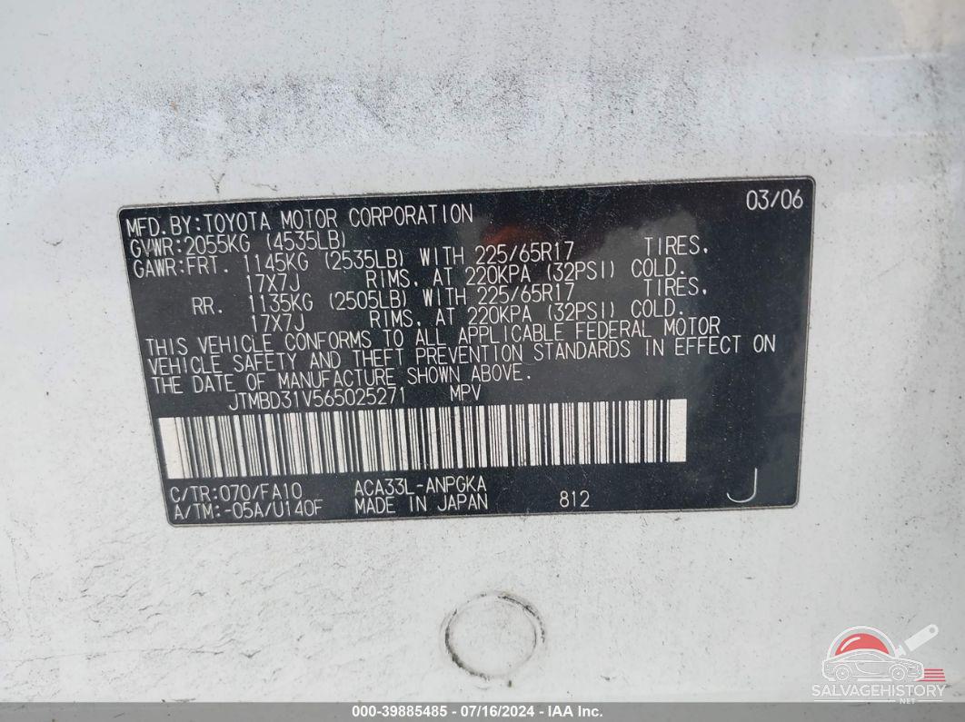 JTMBD31V565025271 2006 TOYOTA RAV4 photo no. 9