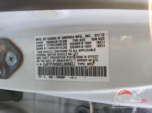 5J6TF2H50CL005932 2012 HONDA CROSSTOUR photo no. 10