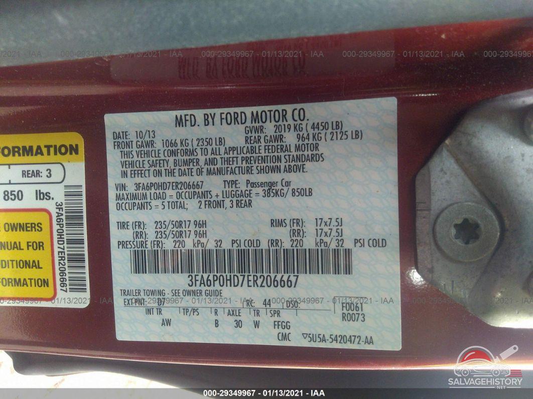 3FA6P0HD7ER206667 2014 FORD FUSION photo no. 9