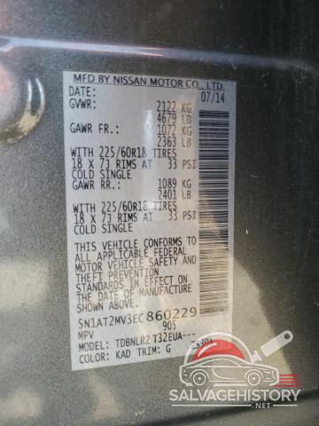 5N1AT2MV3EC860229 2014 NISSAN ROGUE photo no. 13