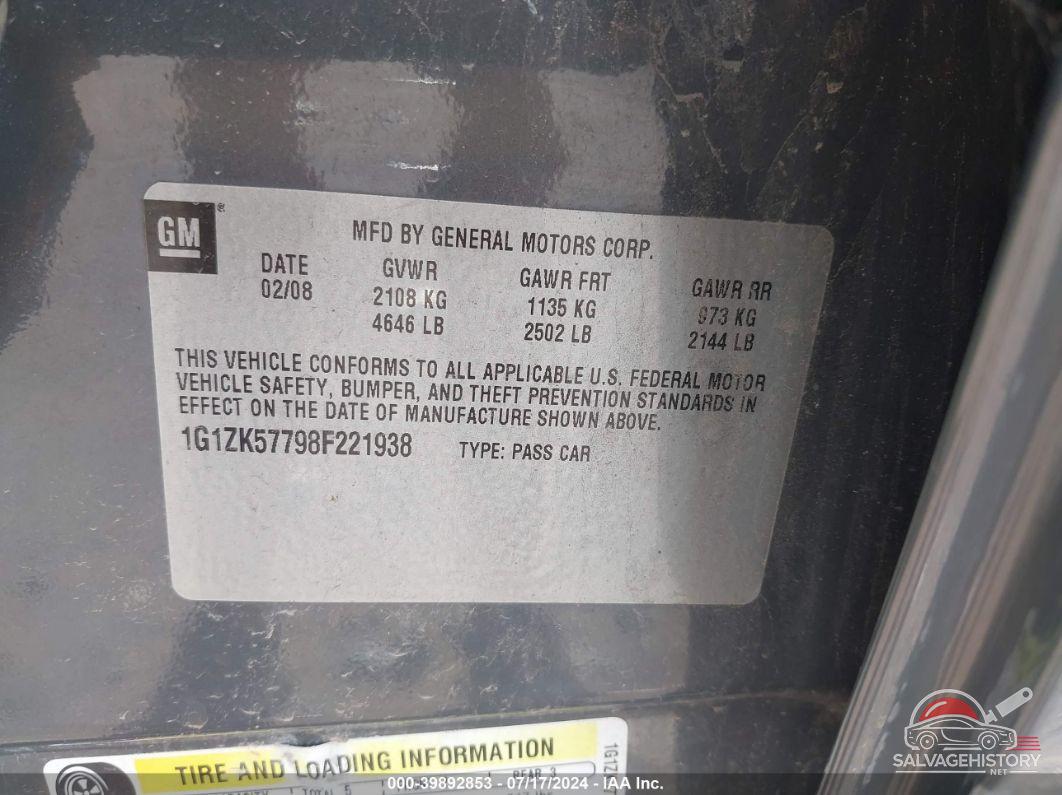1G1ZK57798F221938 2008 CHEVROLET MALIBU photo no. 9