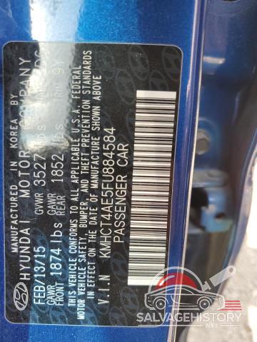 KMHCT4AE5FU884584 2015 HYUNDAI ACCENT photo no. 12