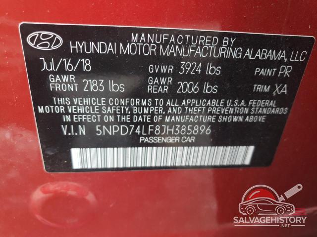 5NPD74LF8JH385896 2018 HYUNDAI ELANTRA photo no. 12