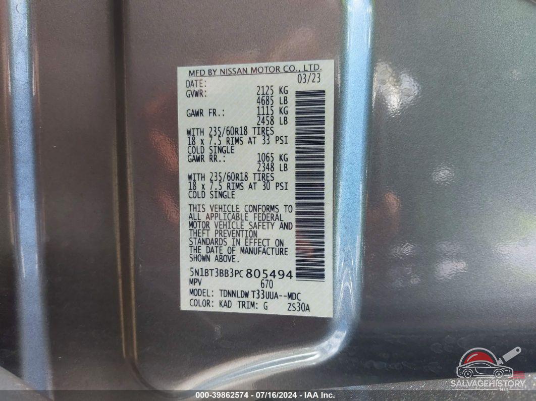 5N1BT3BB3PC805494 2023 NISSAN ROGUE photo no. 9