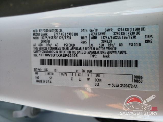 1FT8W3BTXKEF65498 2019 FORD F350 photo no. 12