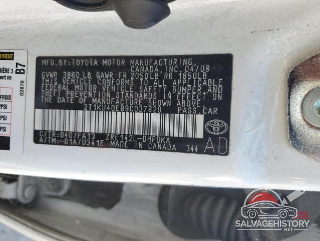2T1KU40E89C037820 2009 TOYOTA COROLLA photo no. 12