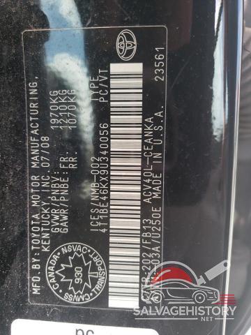 4T1BE46KX9U340056 2009 TOYOTA CAMRY photo no. 12