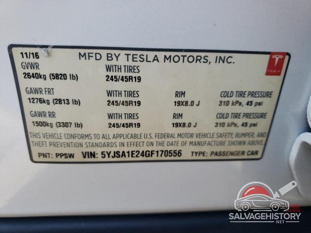 5YJSA1E24GF170556 2016 TESLA MODEL S photo no. 12