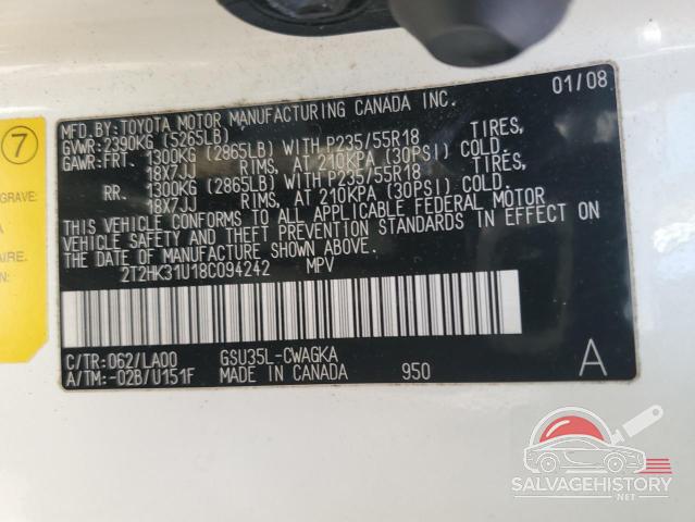 2T2HK31U18C094242 2008 LEXUS RX350 photo no. 13