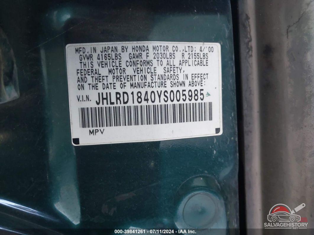 JHLRD1840YS005985 2000 HONDA CR-V photo no. 9