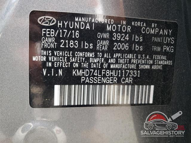 KMHD74LF8HU117331 2017 HYUNDAI ELANTRA photo no. 13