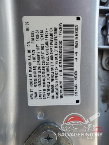 3CZRE48509G702063 2009 HONDA CRV photo no. 13