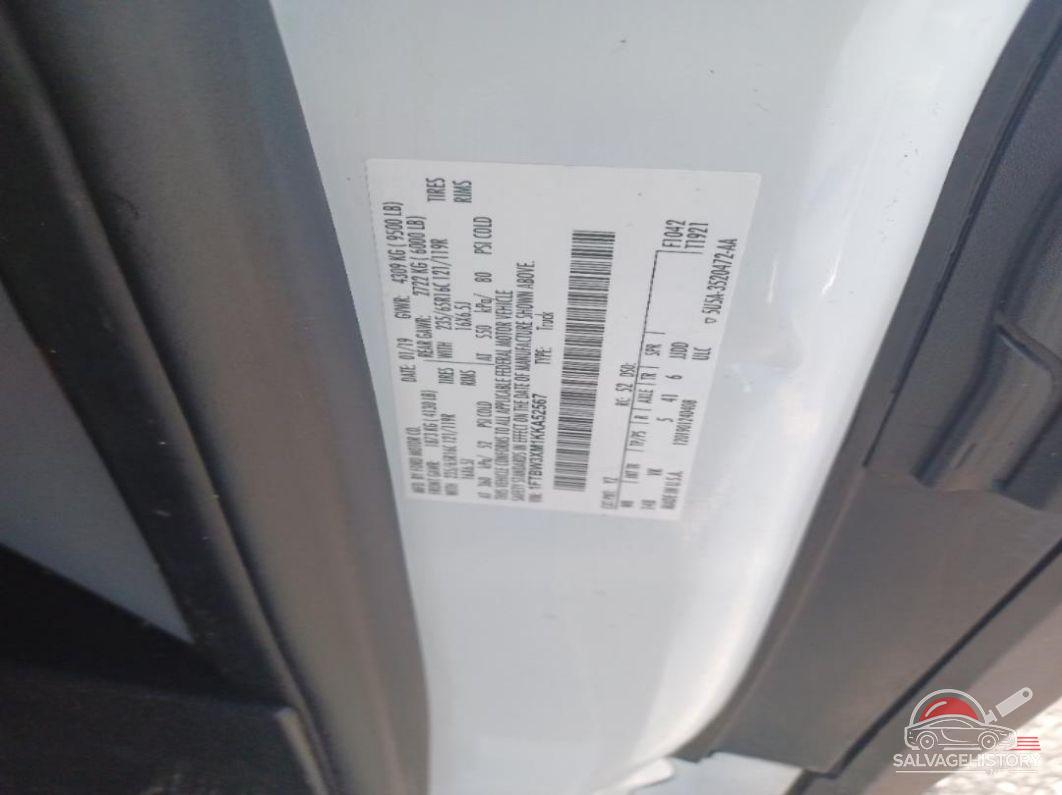 1FTBW3XM1KKA52567 2019 FORD TRANSIT-350 photo no. 10