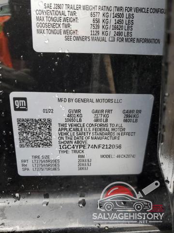 1GC4YPE74NF212056 2022 CHEVROLET ALL Models photo no. 12