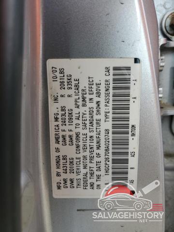 1HGCP26708A020748 2008 HONDA ACCORD photo no. 12