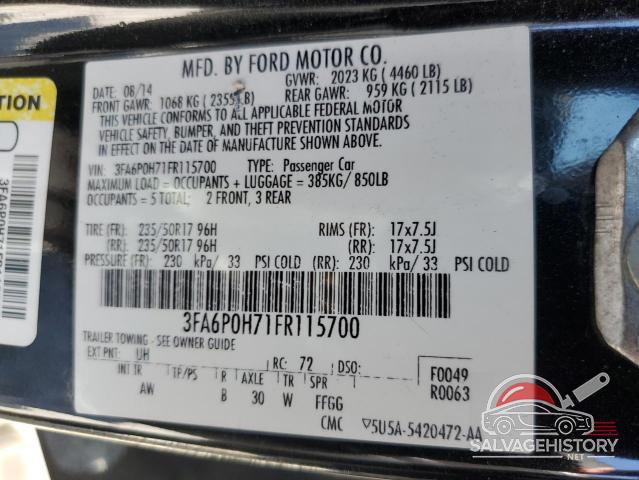 3FA6P0H71FR115700 2015 FORD FUSION photo no. 12