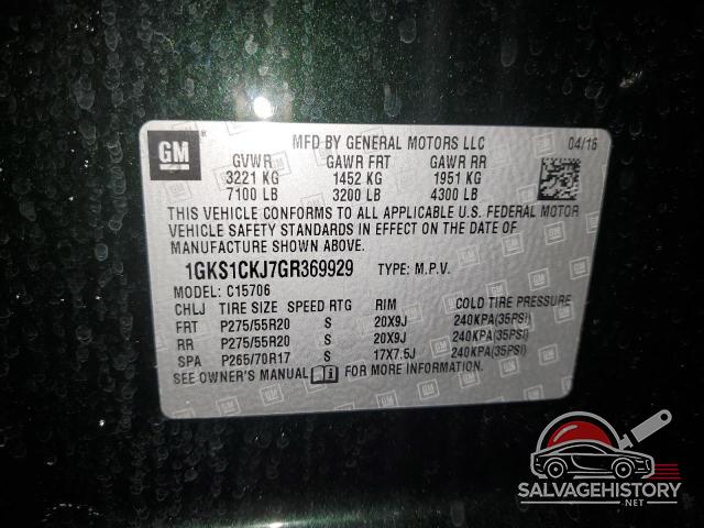 1GKS1CKJ7GR369929 2016 GMC YUKON photo no. 13