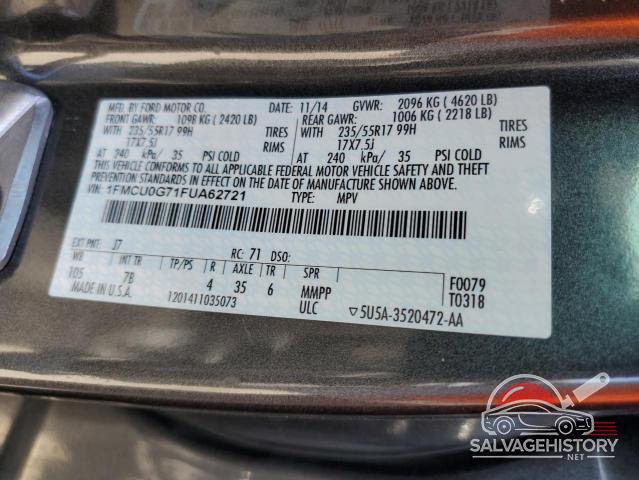 1FMCU0G71FUA62721 2015 FORD ESCAPE photo no. 12